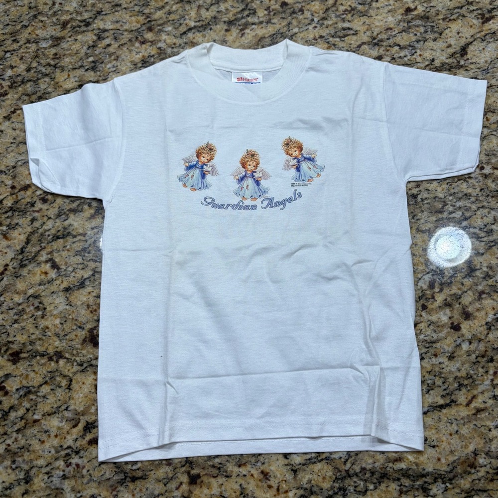 Vintage 1999 Hanes Guardian Angels T Shirt Kids Youth Small White 90s Morehead v